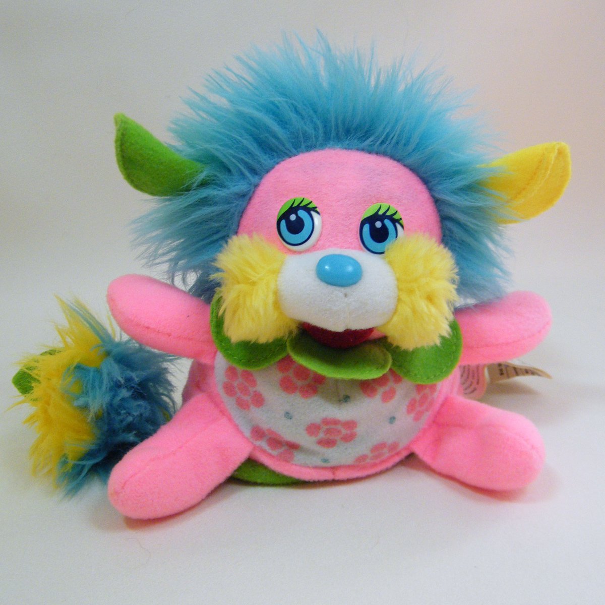 Vintage FLOWER Popples HONEYSUCKLE with Blue Hair, Pink Body TCFC
