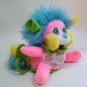 Vintage FLOWER Popples HONEYSUCKLE with Blue Hair, Pink Body TCFC