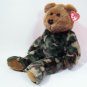 Ty Beanie Buddy HERO Camouflage 14" Bear US Army Patch NWT 2003