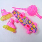 Barbie Vintage Roller Blades, Rare Glitter Beach SkateBoard & Helmet 1990s