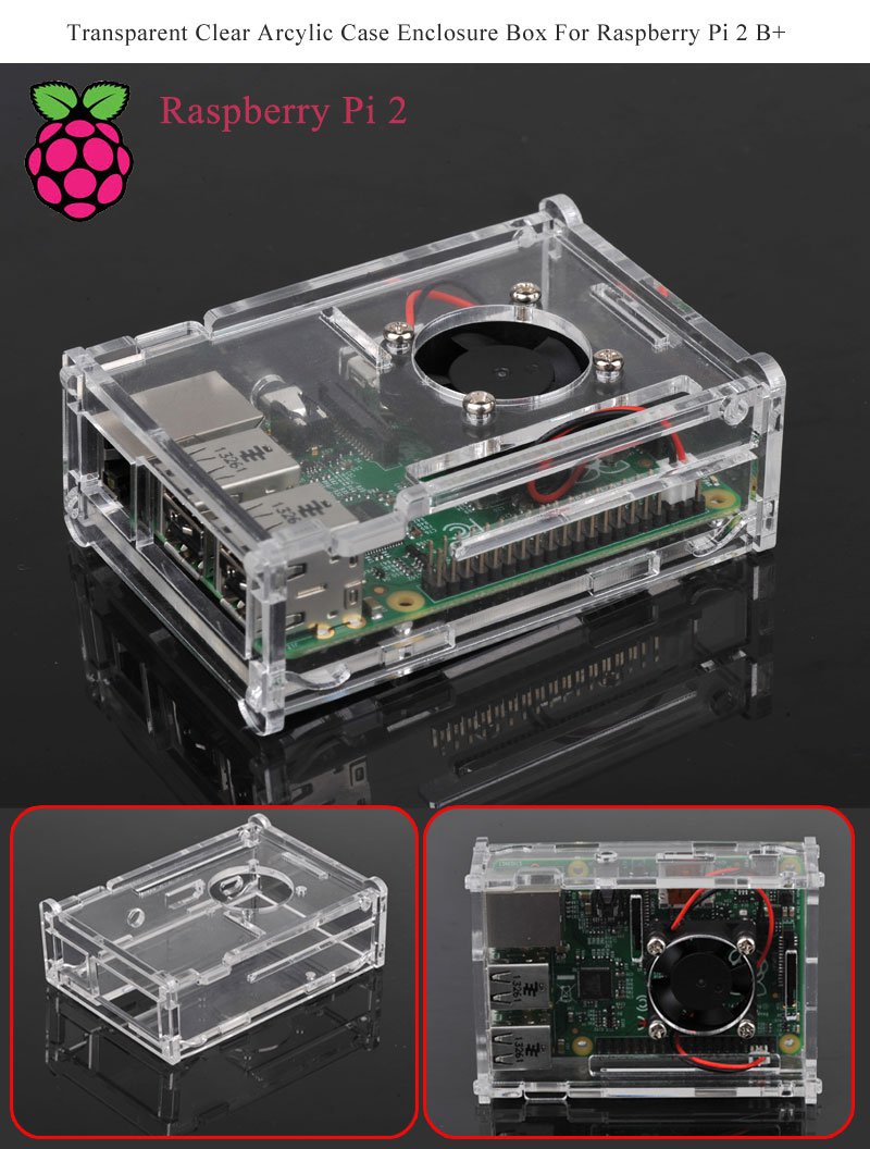 Clear Transparent Arcylic Case Enclosure Box Shell for Raspberry Pi 2 / 3 / B+    FREE USA Shipping