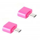 2 x Pink Micro USB Male to USB 2.0 Female Adapter OTG For Android Tablet