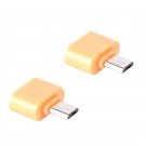 2x Orange Mini Micro USB Male To USB 2.0 Female Adapter OTG For Android
