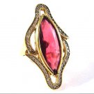 Silver ring with amethyst and topaz