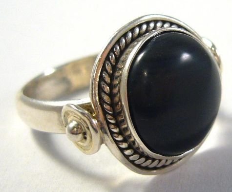 Old silver ring with jasper
