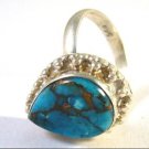 Old silver ring with turquoise