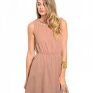 Mocha Caged Cutout Neckline Back Slit Shift Dress Size S