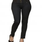 Navy Blue High Waist Denim-Look Pants OS