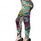 White Multi Paisley Floral Print Full Length Soft Leggings One Size
