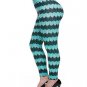 Mint and Black Chevron Print Knit Leggings Size M/L