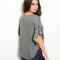 Dark Gray Flutter Sleeve High Low Top Size M