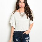 Oatmeal Flutter Sleeve High Low Top Size M
