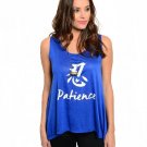 Royal Blue Graphic Sharkbite Hem Sleeveless Tank Top Size L