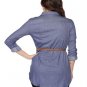 Denim Blue Belted Button Up Chambray Shirt Dress Size L