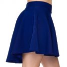 Royal Blue High Low Mini Flared Scuba Skater Skirt S