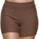 High Waist Faux Denim Jean Ponte Shorts | Mocha S/M