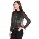 Black and Berry Colored Polka Dot Chiffon Tie Neck Blouse S