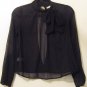 Black and Berry Colored Polka Dot Chiffon Tie Neck Blouse M