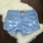 Light Blue Distressed Denim Raw Hem Jean Shorts Size 30