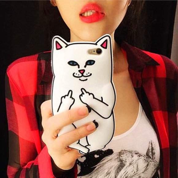 Cute 3D Middle Finger Cat Soft Silicone Case Cover For iPhone 5 5S SE