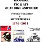 HONDA MOTORCYCLE ATC & ATV QUAD TRIKE OWNERS AND REPAIR SERVICE MANUAL
