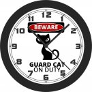 Beware Guard Cat On Duty Wall Clock-Free US Ship