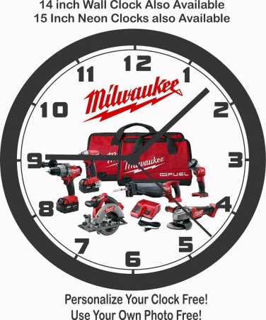 MILWAUKEE POWER TOOLS WALL CLOCK-FREE USA SHIP!-CRAFTSMAN, SNAP-ON