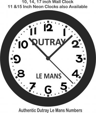 "Dutray Le Mans" (Authentic Numerals) Wall Clock-Free US Ship
