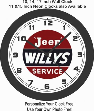 JEEP WILLYS SERVICE SIGN WALL CLOCK-FREE USA SHIP