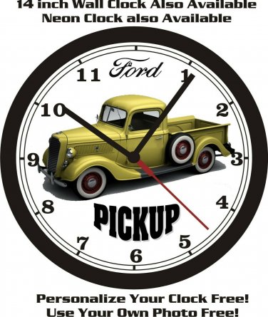 1937 FORD PICKUP TRUCK WALL CLOCK FREE ISA SHIP-NEW!