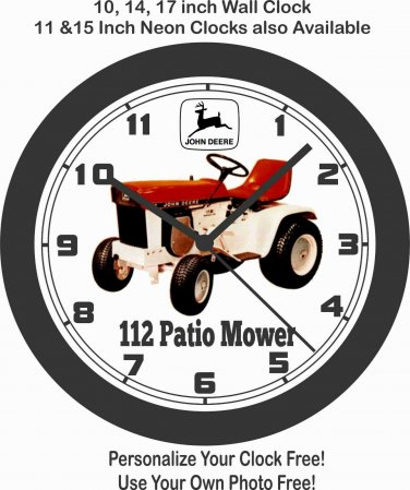 JOHN DEERE 112 PATIO MOWER WALL CLOCK-CHOOSE 1 OF 3 COLORS-FREE USA SHIP