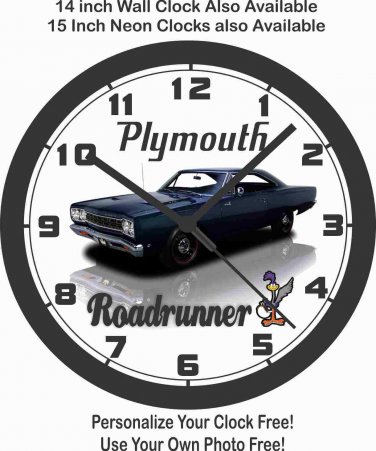 1968 PLYMOUTH ROADRUNNER WALL CLOCK-FREE USA SHIP!-Choose 1 of 2