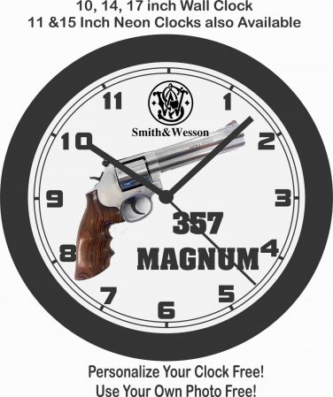 SMITH & WESSON 357 MAGNUM HANDGUN WALL CLOCK-FREE USA SHIP-Choose 1 of 2