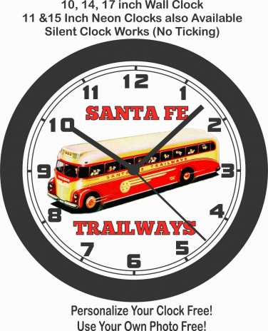 SANTA FE TRAILWAYS BUS WALL CLOCK-FREE USA SHIP!-GREYHOUND