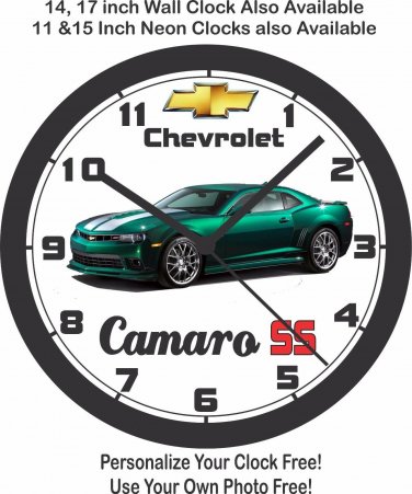 CHEVROLET CAMARO SS GREEN FLASH EDITION WALL CLOCK-FREE USA SHIP