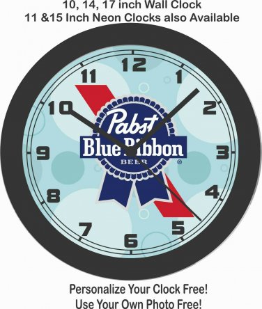 PABST BLUE RIBBON BEER EMBLEM WALL CLOCK-FREE USA SHIP!