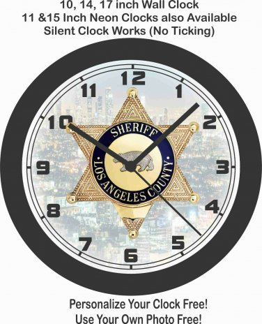 LOS ANGELES LA COUNTY CALIFORNIA SHERIFF'S BADGE WALL CLOCK-FREE USA SHIP