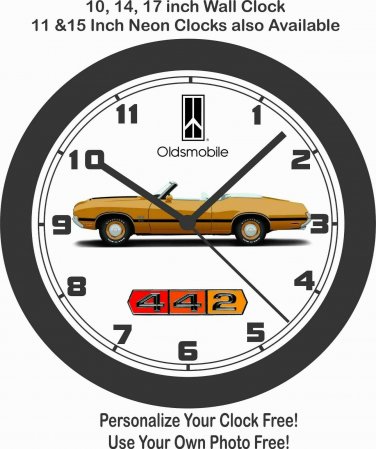1970 OLDSMOBILE 442 CONVERTIBLE WALL CLOCK-FREE USA SHIP-NEW!