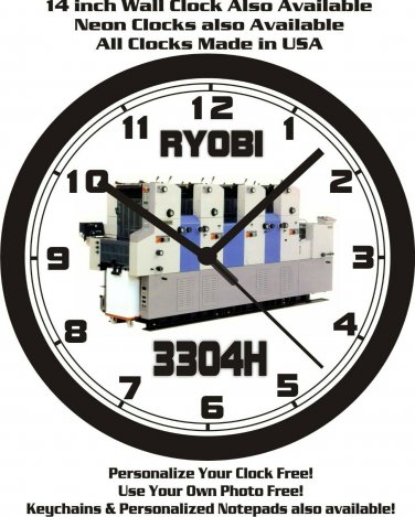 RYOBI 3304H PRINTING PRESS WALL CLOCK-FREE USA SHIP!-Add Business Name Free!
