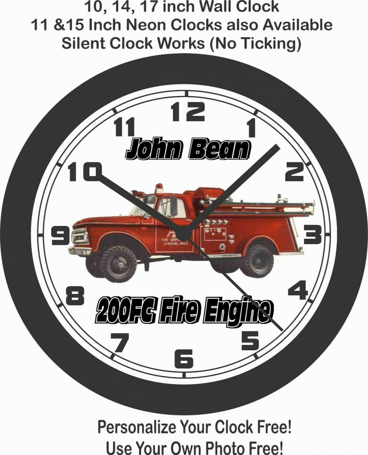 John Bean 200FC Fire Engine Wall ClockFree USA Ship