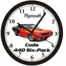 1971 PLYMOUTH CUDA 440 SIX-PACK WALL CLOCK-Free USA Ship-Dodge