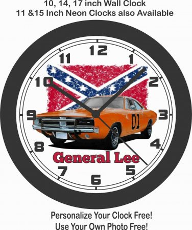 DODGE CHARGER GENERAL LEE WALL CLOCK-NEW!-FORD, CHEVROLET, PLYMOUTH