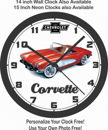 1961 CHEVROLET CORVETTE WALL CLOCK-FREE USA SHIP!