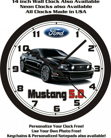 2013-2014 FORD MUSTANG 5.0 WALL CLOCK-FREE USA SHIP!-Other colors available!