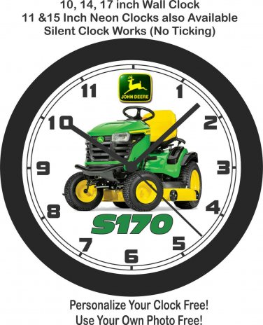 John Deere S170 Lawn Tractor Wall Clock-Free US Ship