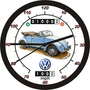 VOLKSWAGEN BEETLE CONVERTIBLE WALL CLOCK-FREE USA SHIP!