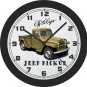Willys Jeep Pickup Truck Wall Clock-Free US Ship-Choose 1 of 2 Colors