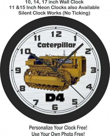 Caterpillar D4 Tractor Wall Clock-Free US Ship