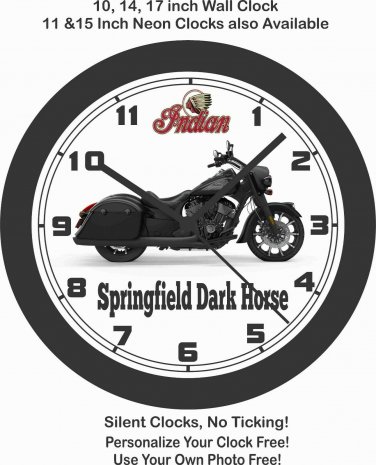 2019 INDIAN SPRINGFIELD DARK HORSE WALL CLOCK-Choose 1 of 2 Models.