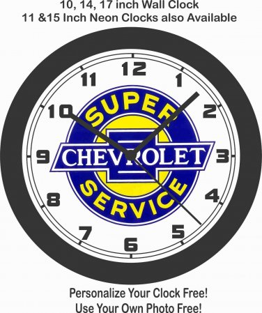 SUPER CHEVROLET SERVICE WALL CLOCK-FREE USA SHIP